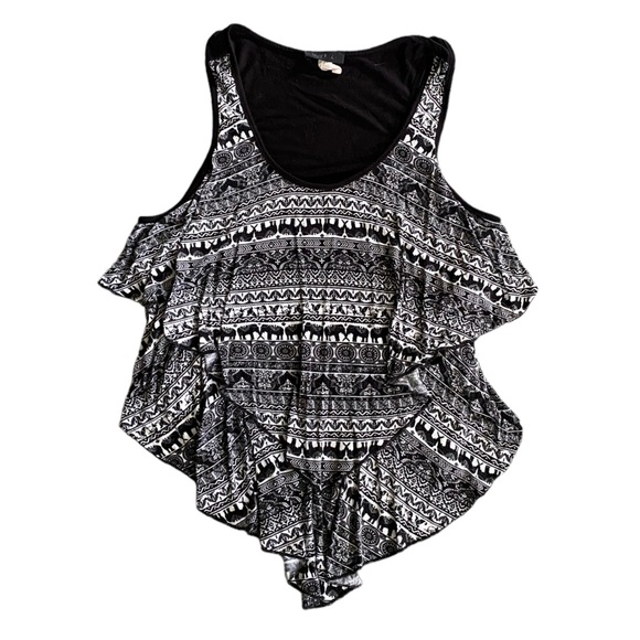 {Love J} Safari Print Sleeveless Tank Top with Ruffled fabric - Picture 1 of 5